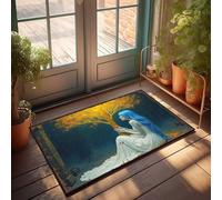 EJXN Mat In House Blue-Haired Woman In White Dress Sitting Beside Golden Tree Doormat Home Decor For Men Plain Doormat For Crafts(50X80CM)