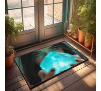 EJXN Mat In House Close-Up Of Woman Holding Glowing Blue Crystal Doormat Home Decor For Men Plain Doormat For Crafts(65X90CM)