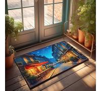 EJXN Mat In House Cozy Night In A European Village Street Doormat Home Decor For Men Plain Doormat For Crafts(65X90CM)