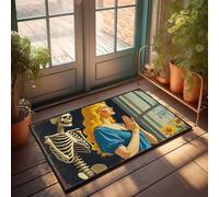 EJXN Mat In House Prayerful Woman With Skeleton By Window Doormat Home Decor For Men Plain Doormat For Crafts(40X60CM)