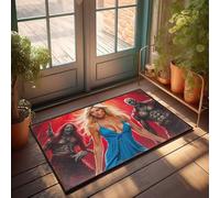 EJXN Mat In House Zombie Apocalypse: Woman In Blue Dress Vs. Zombies Doormat Home Decor For Men Plain Doormat For Crafts(40X60CM)