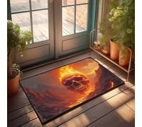 EJXN Men Cave Decor Fiery Skull In Volcanic Landscape Doormat Autumn Door Mats Outdoor Patio Bar Accessories(40X60CM)