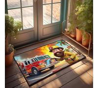 EJXN Men Cave Decor Firefighter Saving California: A Cartoon Hero'S Tale Doormat Autumn Door Mats Outdoor Patio Bar Accessories(65X90CM)