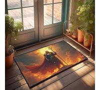 EJXN Men Cave Decor God Of The Sea: A Majestic Figure Amidst Fiery Skies Doormat Autumn Door Mats Outdoor Patio Bar Accessories(65X90CM)