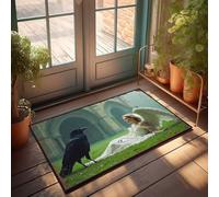 EJXN Outdoor Bar Decor A Mysterious Angel With A Raven In A Gothic Setting Doormat Fun Stuff Outdoor Welcome Mats For Front Door(40X60CM)