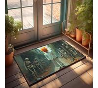 EJXN Outdoor Bar Decor Happy Halloween Spooky Halloween Skulls Doormat Fun Stuff Outdoor Welcome Mats For Front Door(65X90CM)