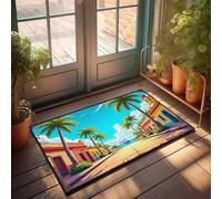 EJXN Outdoor Bar Decor Palm-Lined Street Leading To The Sea Doormat Fun Stuff Outdoor Welcome Mats For Front Door(40X60CM)