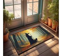 EJXN Outdoor Bar Decor Witch And Cat Stroll Through Autumnal Forest Doormat Plain Outdoor Mat Desk Accessories For Men(40X60CM)