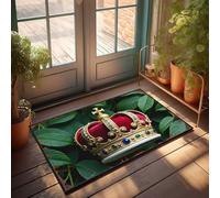 EJXN Outdoor Fall Door Mat A Royal Crown Amidst Lush Greenery Doormat Man Cave Stuff Bar Decor For Home(65X90CM)