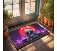 EJXN Outdoor Fall Door Mat Happy Halloween Spooky Halloween Skulls Doormat Man Cave Stuff Bar Decor For Home(65X90CM)