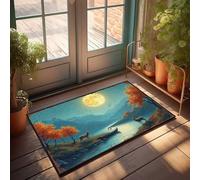 EJXN Outdoor Fall Rug Autumn Moonlit Lake With Deer And Boat Doormat Large Front Door Mat Indoor Indoor Doormat(50X80CM)