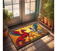 EJXN Outdoor Fall Rug Saint Michael Defeating The Dragon: A Symbolic Battle Of Good Vs. Doormat Small Welcome Mat The Room Decorations(65X90CM)