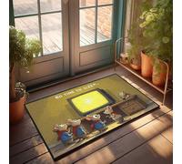 EJXN Outdoor Layering Rugs Front Door Five Mice Gather Around A Glowing Television Screen Doormat Home Door Mat Lake House Decor(40X60CM)