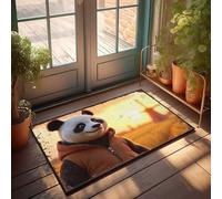 EJXN Outdoor Layering Rugs Front Door Panda In Hoodie: Sunset Serenity Doormat Home Door Mat Lake House Decor(50X80CM)