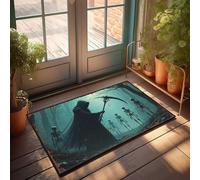 EJXN Outdoor Mats For Front Door Death'S Shadow: A Grim Reaper Amidst Skeletons In A Misty Forest Doormat Fall Floor Mat Outdoor Front Porch Fall Decor(40X60CM)