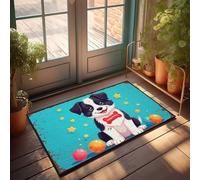 EJXN Outdoor Mats For Front Door Happy Puppy With Stars And Colorful Balls Doormat Fall Floor Mat Outdoor Front Porch Fall Decor(40X60CM)