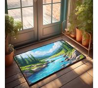 EJXN Outdoor Mats For Front Door Mountain River Serenity: A Vibrant Landscape With Clear Doormat Fall Floor Mat Outdoor Front Porch Fall Decor(65X90CM)