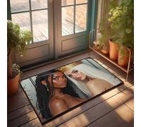 EJXN Outdoor Mats For Front Door Two Queens: A Tale Of Diverse Royalty Doormat Fall Floor Mat Outdoor Front Porch Fall Decor(65X90CM)