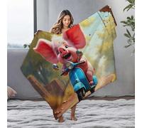 EJXN Personalized Baby Blanket Pig On Blue Scooter Riding Down Country Road Flannel Blanket Easter Throw Blanket Big Blanket(125x150cm)