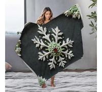 EJXN Personalized Baby Blanket Snowflake Art: A Winter Wonderland In White And Green Flannel Blanket Personalized Baby Blanket Bluey Blanket(127x100cm)