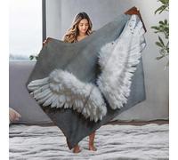 EJXN Personalized Baby Blanket White Angel Wings On Rustic Background Flannel Blanket Personalized Baby Blanket Bluey Blanket(150x200cm)