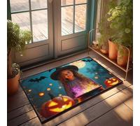 EJXN Plain Welcome Mat Halloween Magic: A Child'S Enchanted Night Doormat Fall Outdoor Rug Front Entrance Decor(65X90CM)