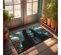 EJXN Plain Welcome Mat Happy Halloween Spooky Halloween Skulls Doormat Fall Outdoor Rug Front Entrance Decor(50X80CM)