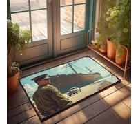EJXN Plain Welcome Mat Warrior On The Beach: A Timeless Encounter With History Doormat Fall Outdoor Rug Front Entrance Decor(65X90CM)