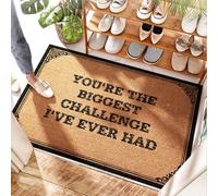 EJXN Plastic Door Coir Doormat Long Door You're The Biggest Challenge I've Ever Had - Spring Welcome Outdoor | Natural Coir Jute Front Door Mat/Interlocking - American Flag Door &(65X90CM)