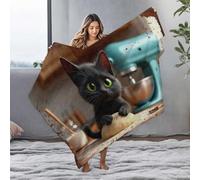 EJXN Plush Blanket Curious Kitten In The Kitchen With Dough Flannel Blanket Fleece Blankets Throw Blanket For Bed(127x100cm)