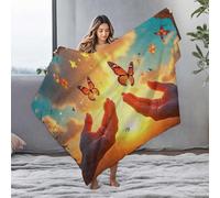 EJXN Plush Blanket Hands Releasing Butterflies Into A Sunset Sky Flannel Blanket Fleece Blankets Throw Blanket For Bed(127x100cm)