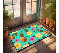 EJXN Shoe Dorm Room Accessories Kitchen Mat Summer Tropical Pineapple And Flower Pattern - Welcome Door | Wool Bathroom Durable/Outdoor Rug Plastic Straw Rug - Fall For Front Door,(65X90CM)