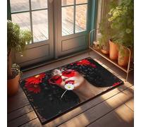 EJXN Sports Bar Decor Floral Fantasy: A Woman With Red Sunglasses And Curly Hair Doormat Pool Stuff Coffee Bar Decor(50X80CM)
