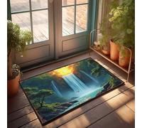 EJXN Sports Bar Decor Sunset Serenity: A Waterfall'S Majestic Glow Doormat Pool Stuff Coffee Bar Decor(65X90CM)