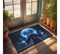 EJXN Spring Door Mats For Outside Entry Blue-Eyed Warrior With Multiple Hands In Front Of A Glowing Plane Doormat Home Mats For Front Door Outdoor Rug Waterproof(50X80CM)