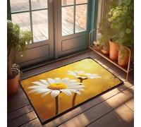 EJXN Spring Door Mats For Outside Entry Close-Up Of Two Daisies Against A Warm Yellow Background Doormat Home Mats For Front Door Outdoor Rug Waterproof(50X80CM)