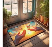 EJXN Spring Doormat Outdoor Entrance Hands Releasing Butterflies Into A Sunset Sky Doormat Patio Bar Accessories Patio Bar Accessories(50X80CM)
