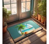 EJXN Spring Doormat Outdoor Entrance Miniature Tropical Paradise In A Glass Globe Doormat Patio Bar Accessories Patio Bar Accessories(65X90CM)