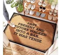 EJXN Spring Dooroutdoor Kitchen Rubber Doormat - Past, Present And Future Walked Into A Bar… It Was Tense | Half Circle/Rubber - Custom Door Mats For Front Door For Outdoir, Solid(40X60CM)