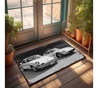 EJXN Summer Outdoor Mat Vintage Classics: A Pair Of Timeless Sports Cars Doormat Entry Floor Mats Fall Porch Mat(65X90CM)