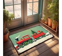 EJXN Sweet Home Mat Christmas Train With Presents And Pine Tree Doormat Patio Decorations Outdoor Spring Rug Outdoor(40X60CM)