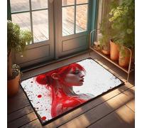 EJXN Sweet Home Mat Red Passion: A Digital Portrait Of Elegance And Intensity Doormat Patio Decorations Outdoor Spring Rug Outdoor(50X80CM)