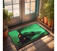 EJXN Sweet Home Mat Steam Locomotive Journey Through Mysterious Forest Doormat Patio Decorations Outdoor Spring Rug Outdoor(65X90CM)