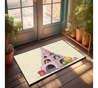 EJXN Sweet Home Mat Whimsical Pink Sandcastle With Books, Balls, And Mugs Doormat Patio Decorations Outdoor Spring Rug Outdoor(40X60CM)