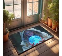EJXN Sweet Home Mat Witch Holding Mystical Blue Moon Ball Doormat Patio Decorations Outdoor Spring Rug Outdoor(40X60CM)