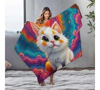 EJXN Throw Blanket For Couch Whimsical Whiskered Wonder: A Colorful Cat'S Tale Flannel Blanket Throw Blanket For Bed Mom Blanket(150x200cm)