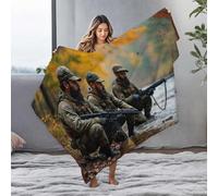 EJXN Throw Blankets For Couch Three Soldiers In Camouflage Squatting By A River With Rifles Flannel Blanket Thick Blanket Soft Blanket(127x100cm)
