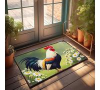 EJXN Welcome Home Door Mat A Rooster Amidst Daisy Flowers In A Pastoral Scene Doormat Bedroom Decorations Decore For Room(50X80CM)
