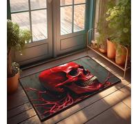 EJXN Welcome Home Door Mat Blood-Curdling Horror: The Crimson Skull With Vascular Veins Doormat Bedroom Decorations Decore For Room(65X90CM)