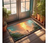 EJXN Welcome Indoor Mat Silhouette Standing Amidst Dramatic Sky With Fiery Clouds Doormat Home Bar Accessories Doors For House(50X80CM)